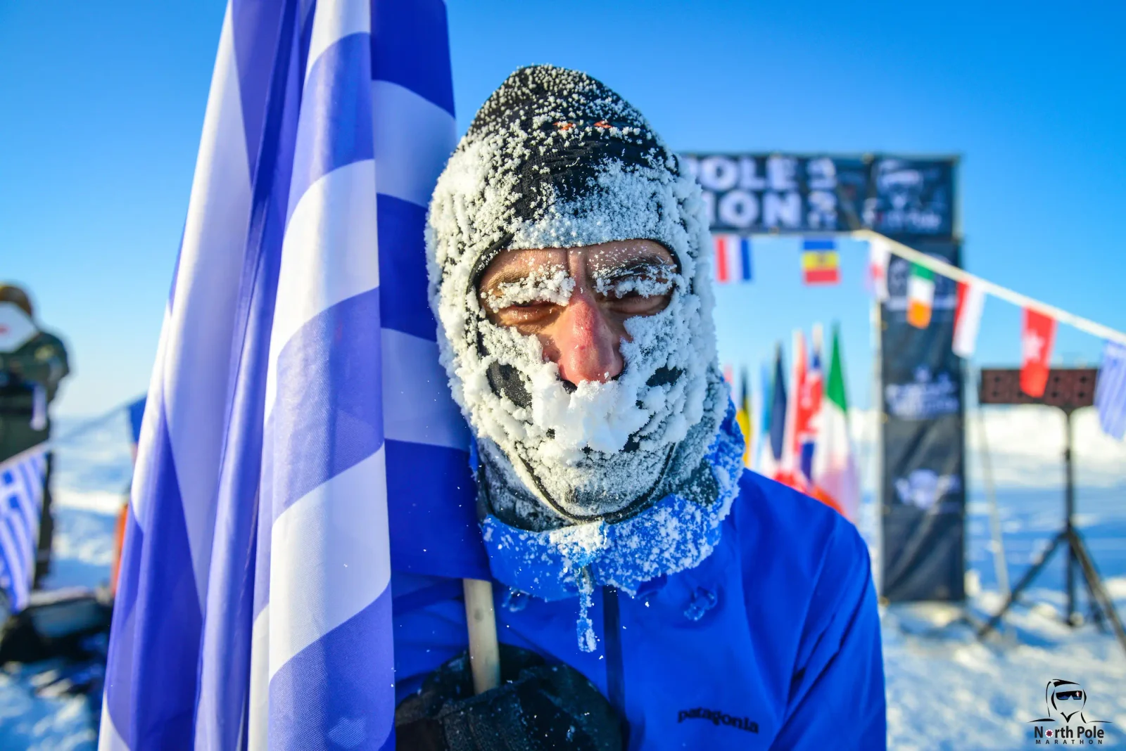 North Pole Spring Marathon runner at the finish