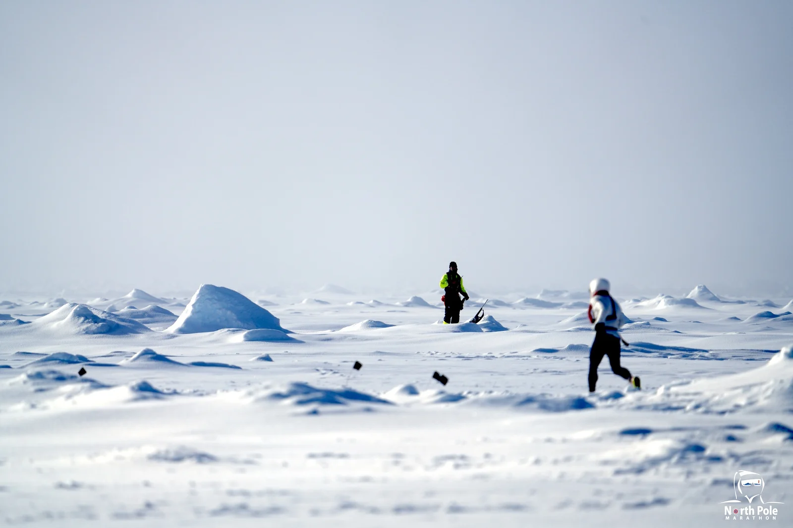 North Pole Marathon runner on Arctic sea ice